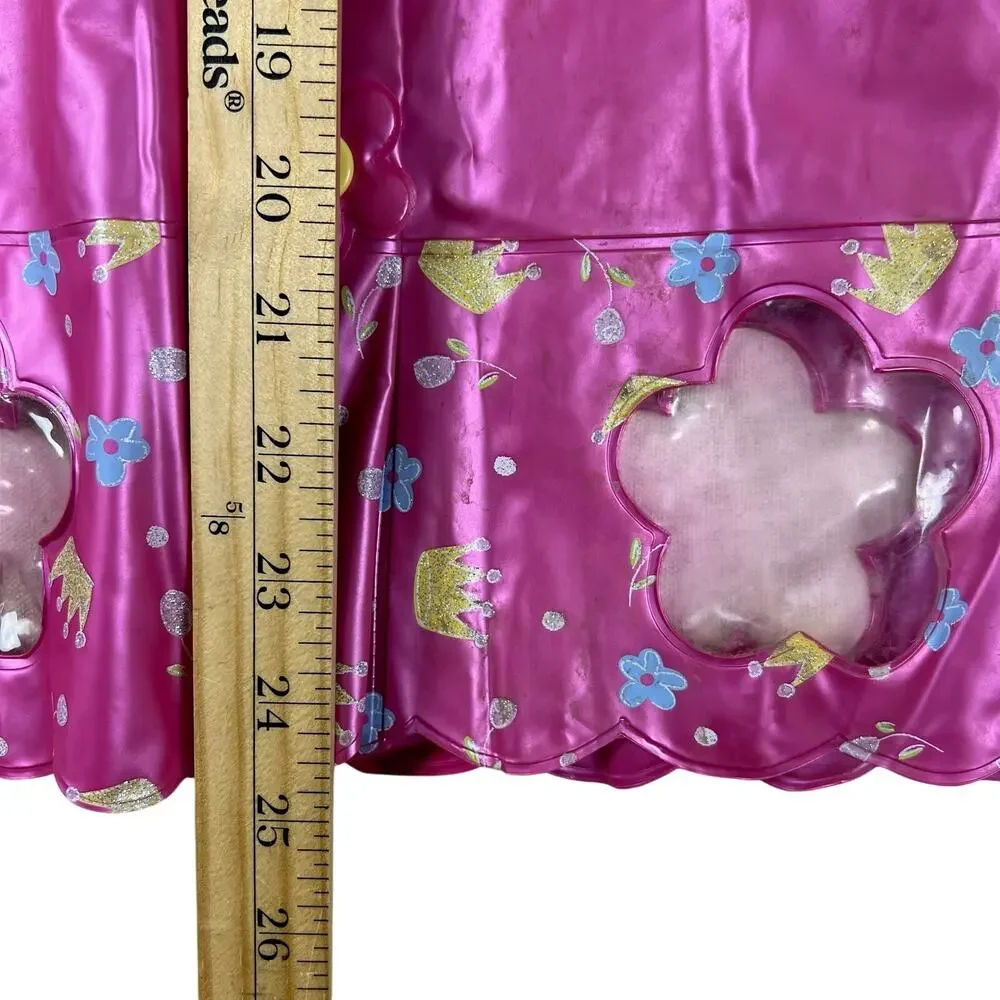 Vintage Y2K Disney Store Princess Pink Vinyl Raincoat Hood Belle Cinderella S/M